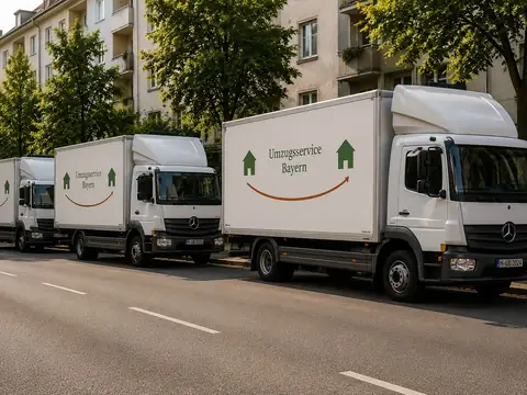 Umzug ins Ausland — beladener Transporter unterwegs